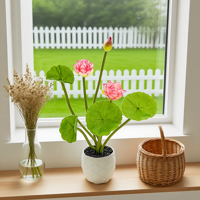 Photography Simulator - Mini Simulation Lotus Potted Plant Decoration,
