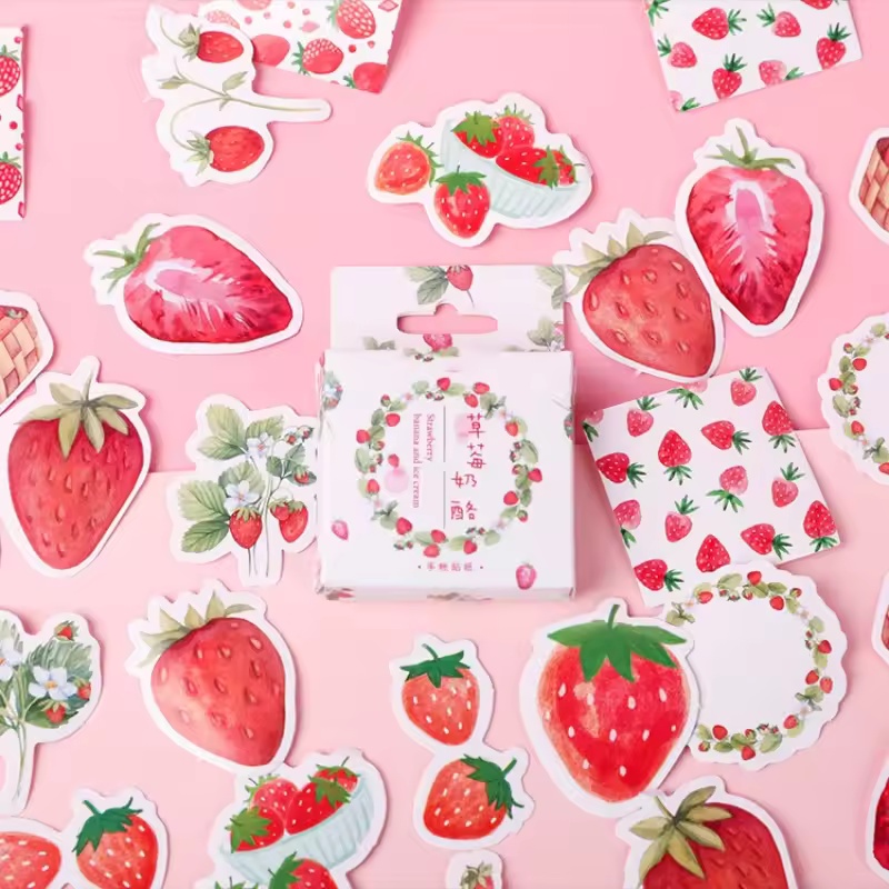 Photography Magazine - 45Pcs Fruit Strawberry Box Stickers Photo