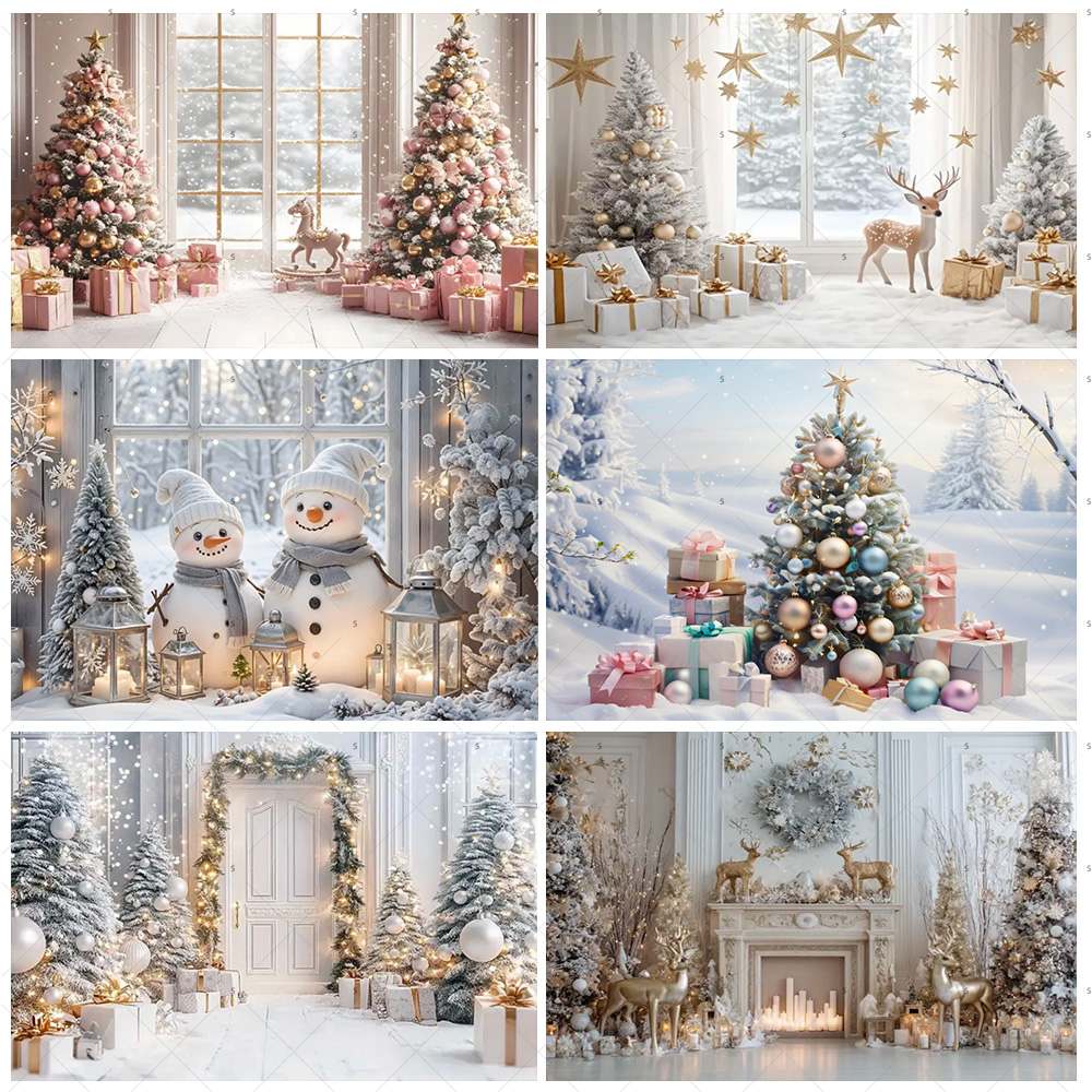 Photography Composition - White Christmas Snow Scenery Background Xmas