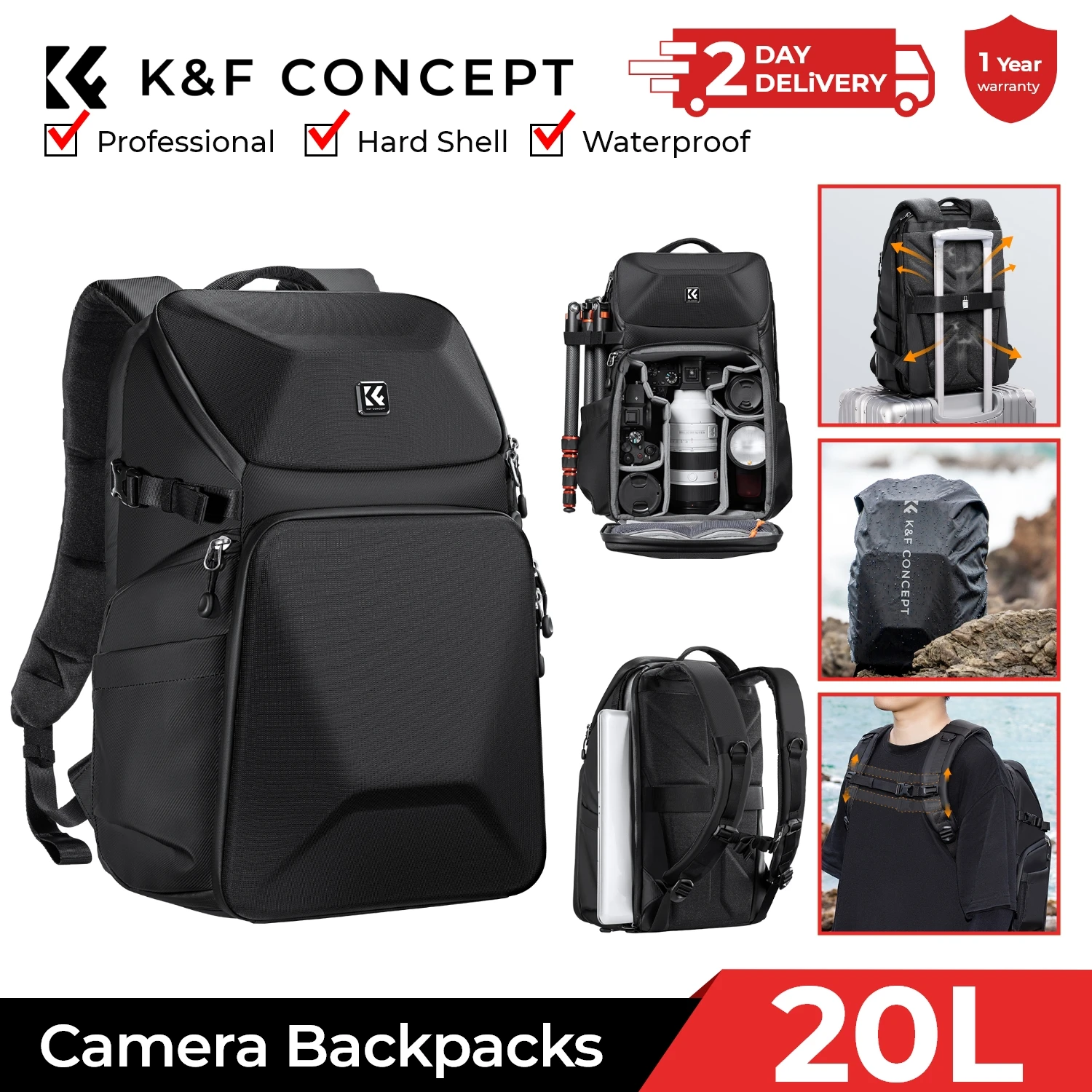 K&F CONCEPT 20L Camera Backpac - Photography Camera 评论和价格