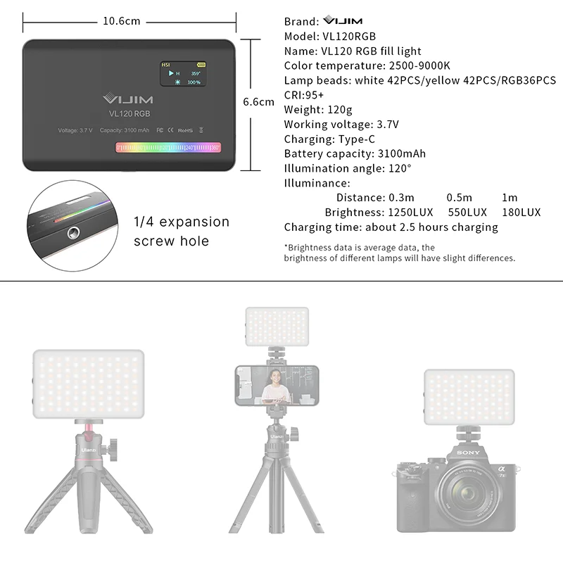 2026 New120 RGB Pocket Fill Li - Photography Camera 评论和价格