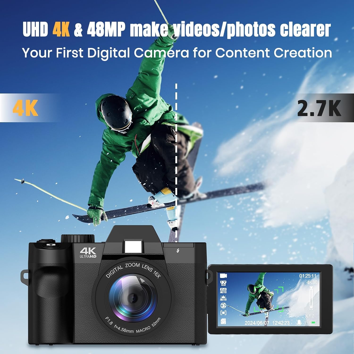 48MP Digital Camera with WiFi  - Photography Zoom 评论和价格