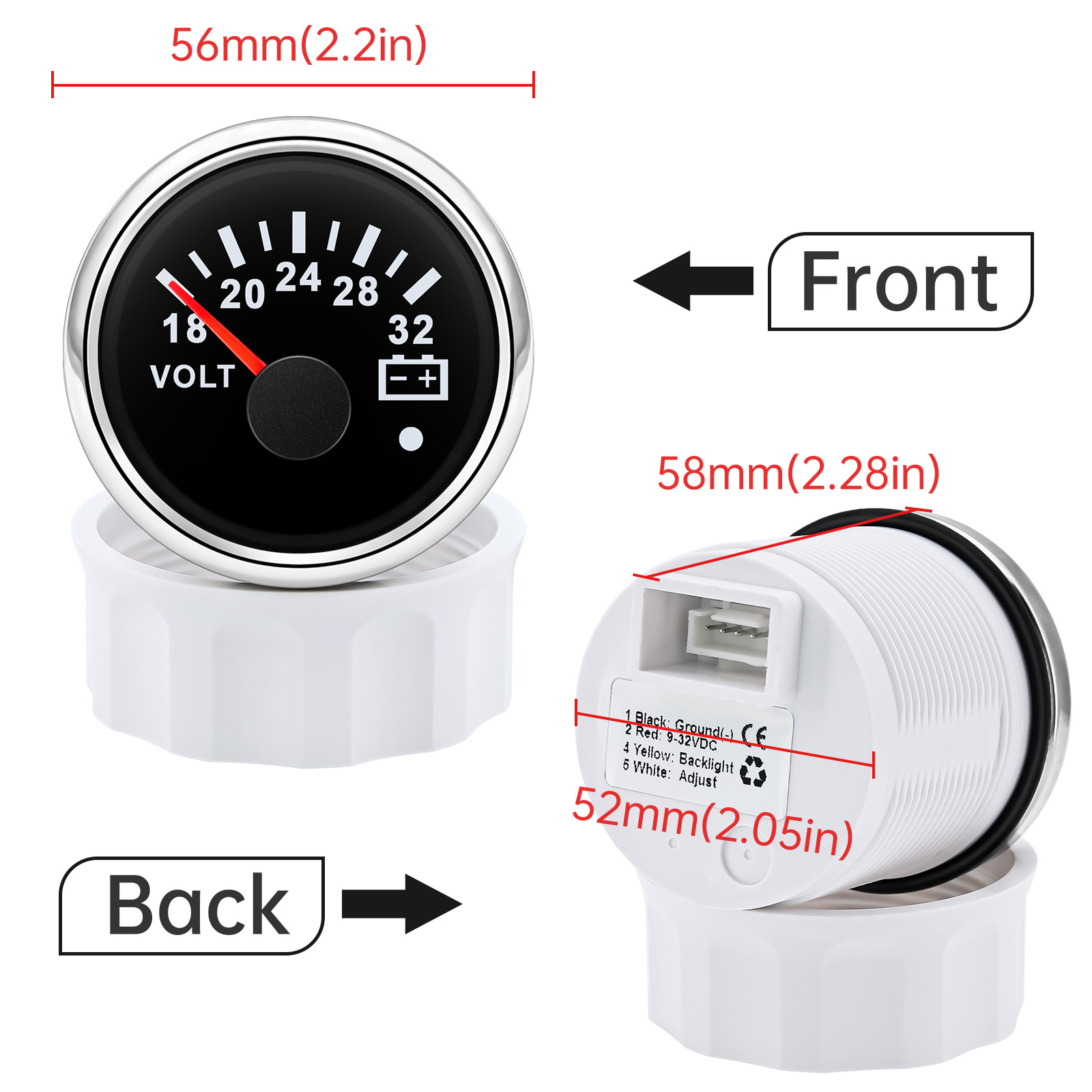 52mm Voltmeter 7 Colors Backli - Light Meter Incident 评论和价格